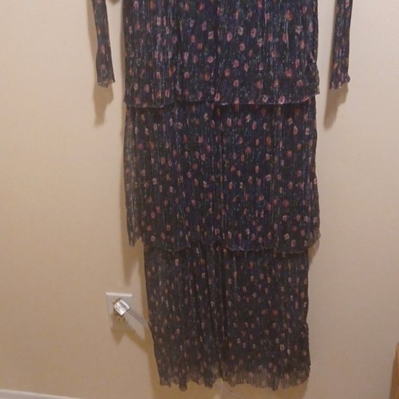 Haute Nites Size 9 Layer Flattering Maxi Floral Dress Long Sleeve NEW - Picture 7 of 10